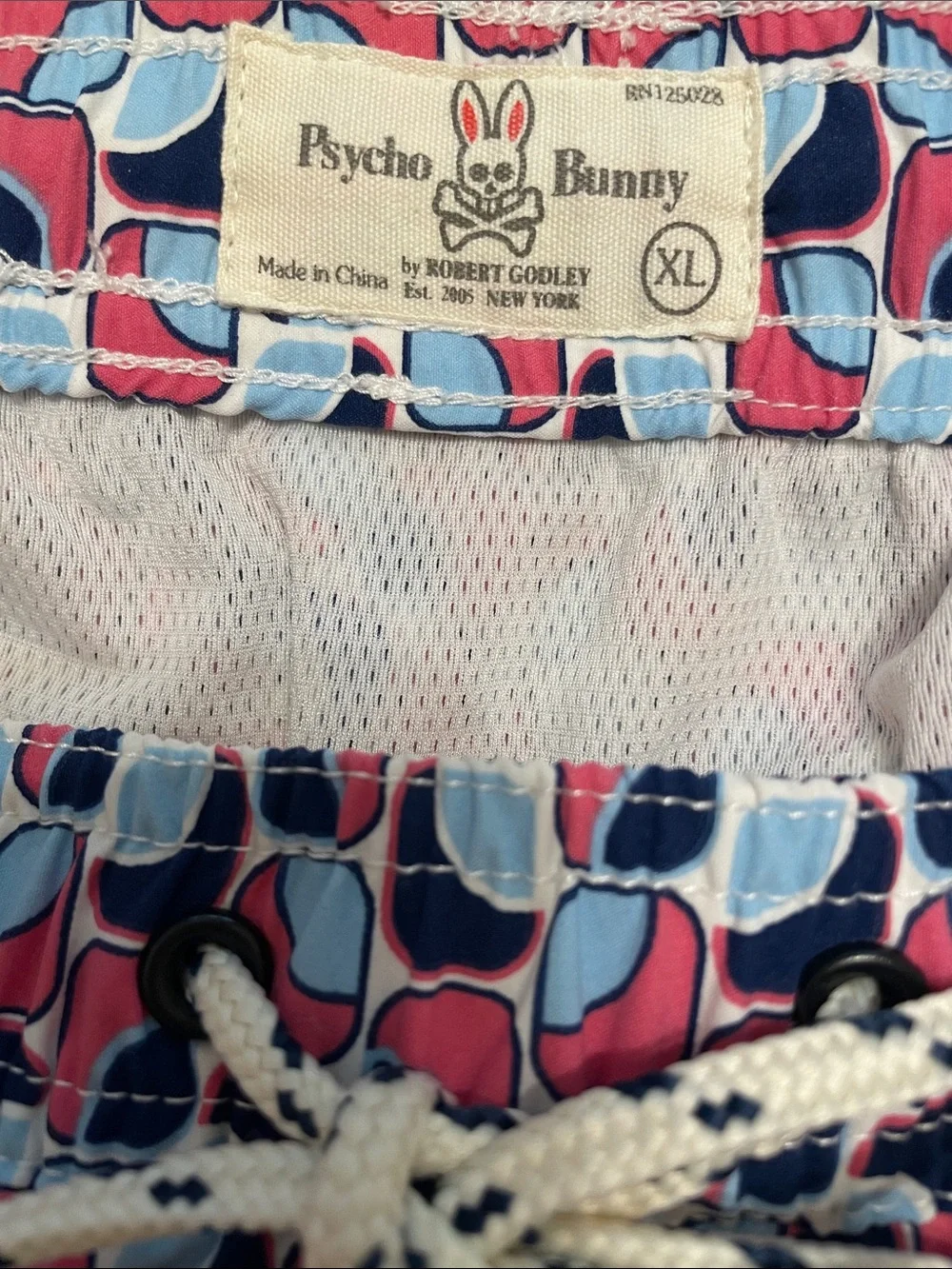 Psycho Bunny Pink Navy Geometric Swim Trunks size XL